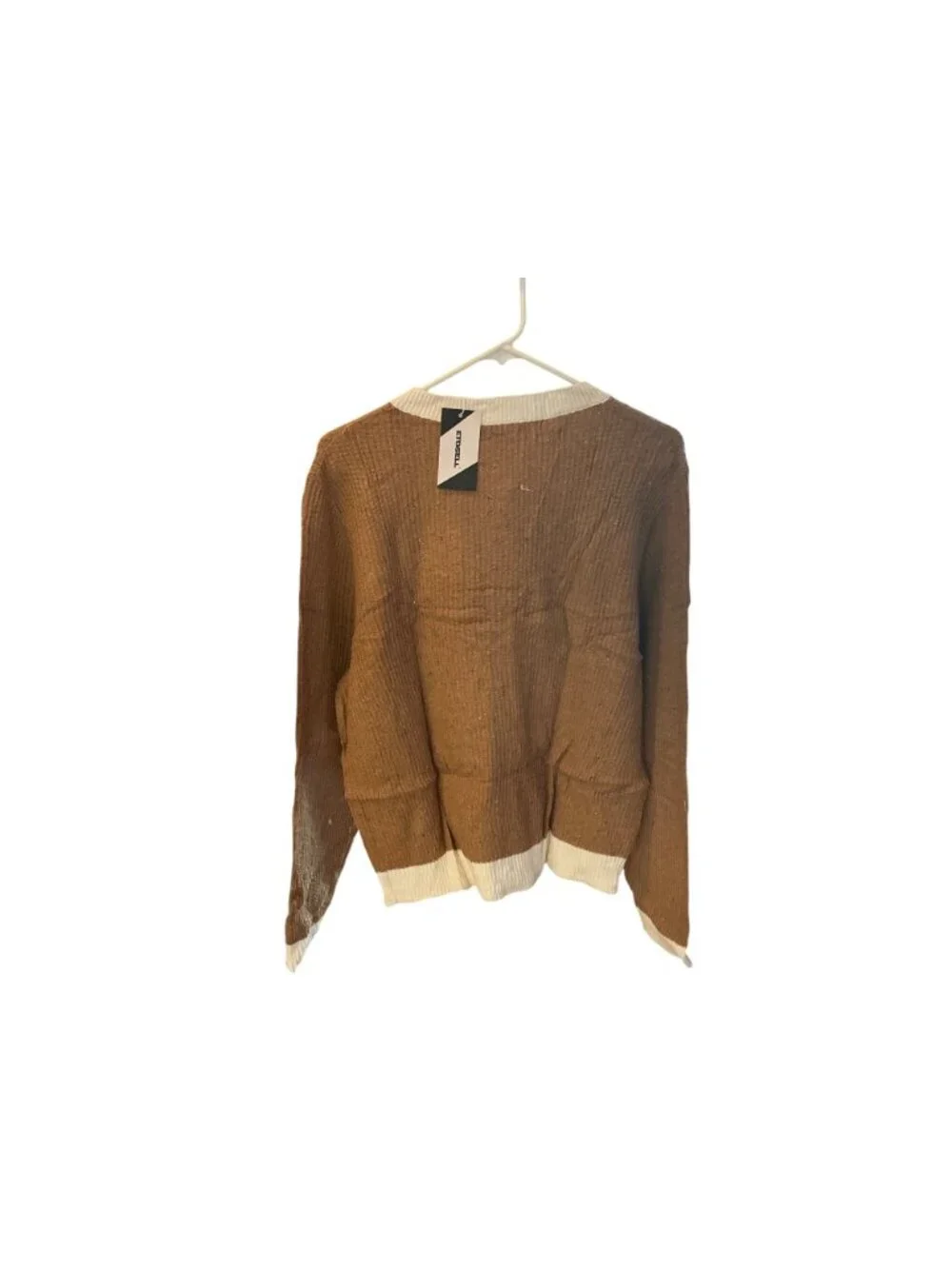 Confetti Knit Cardigan Sweater Brown Cream Button Front Cozy 2 XL NWT